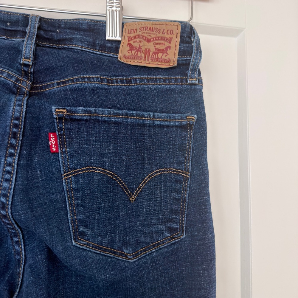Levis 725 High Rise Bootcut Jeans Dark Wash Indigo Denim Size 27